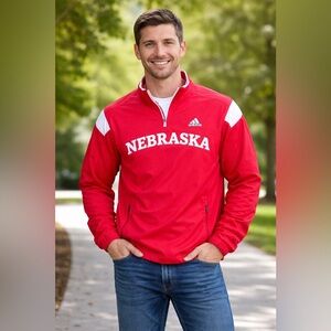 Nebraska Cornhuskers Red Adidas 1/4 Zip light Jacket Size Adult Small